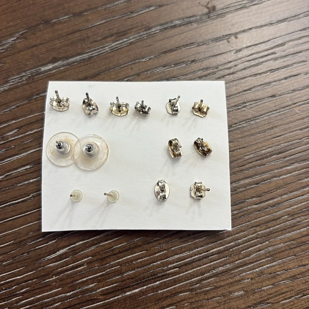 Orange & green pierced earring set,  7 pair